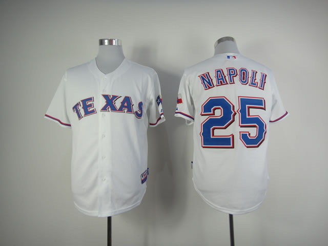 Men Texas Rangers 25 Napoli White MLB Jerseys